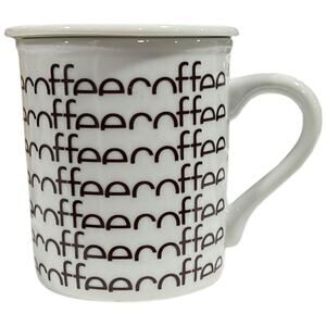 Vintage Toscany Collection Japan Coffee Mug with Lid White Brown